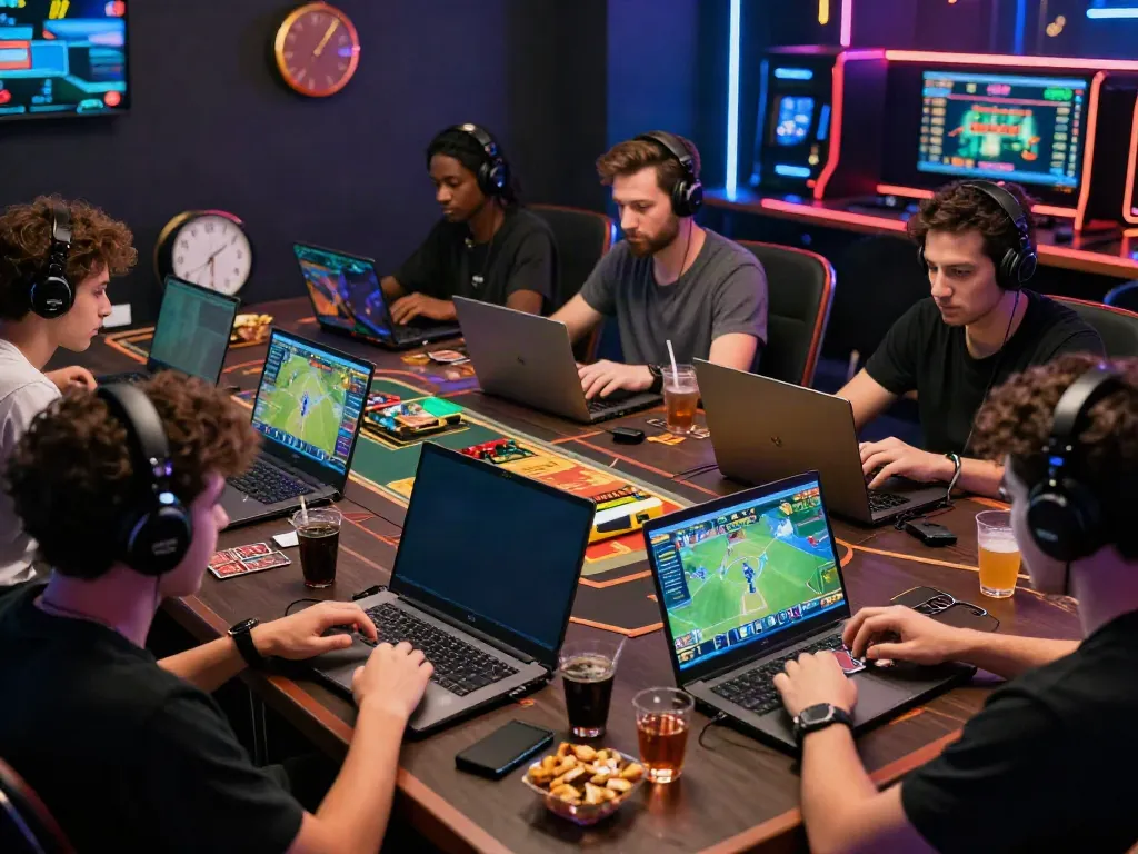Engaged players at https://nbet.group/ online gaming site enjoying a vibrant gaming atmosphere.